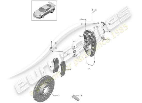 a part diagram from the Porsche 991 Turbo parts catalogue