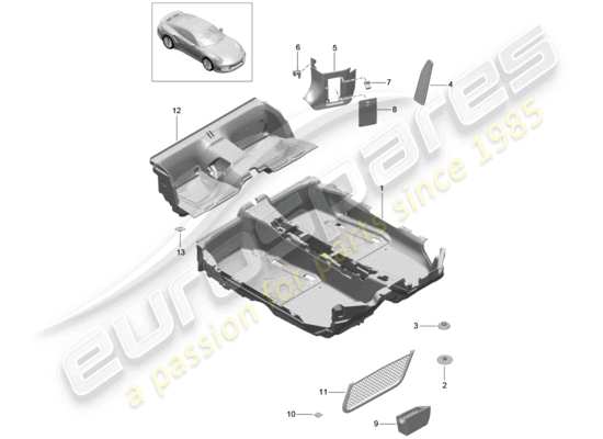 a part diagram from the Porsche 991 Turbo (2018) parts catalogue