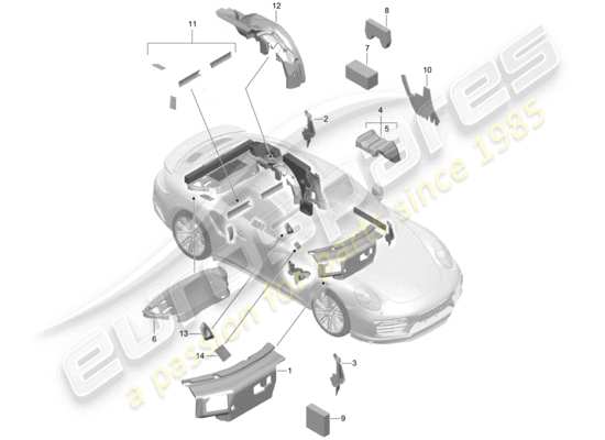 a part diagram from the Porsche 991 Turbo (2018) parts catalogue