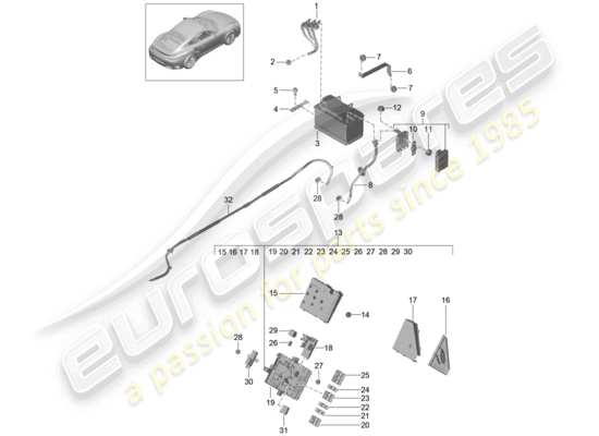 a part diagram from the Porsche 991 Turbo parts catalogue