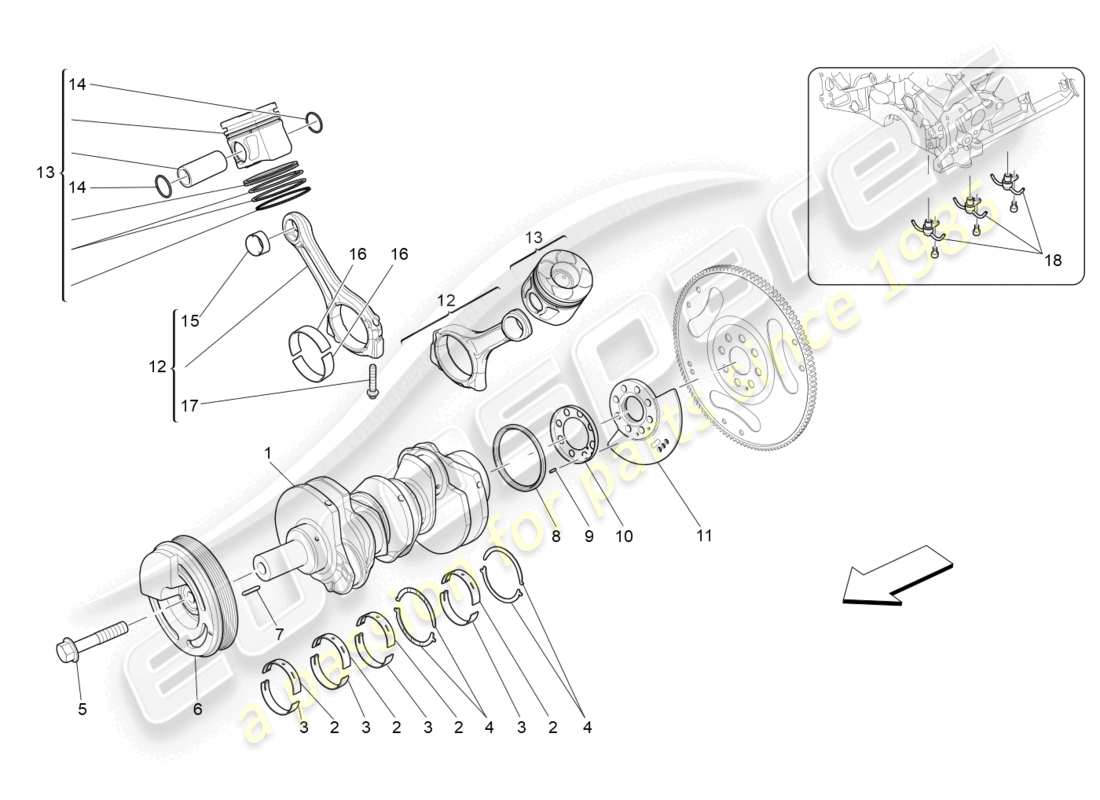 Maserati Ghibli (2014) crank mechanism Parts Diagram
