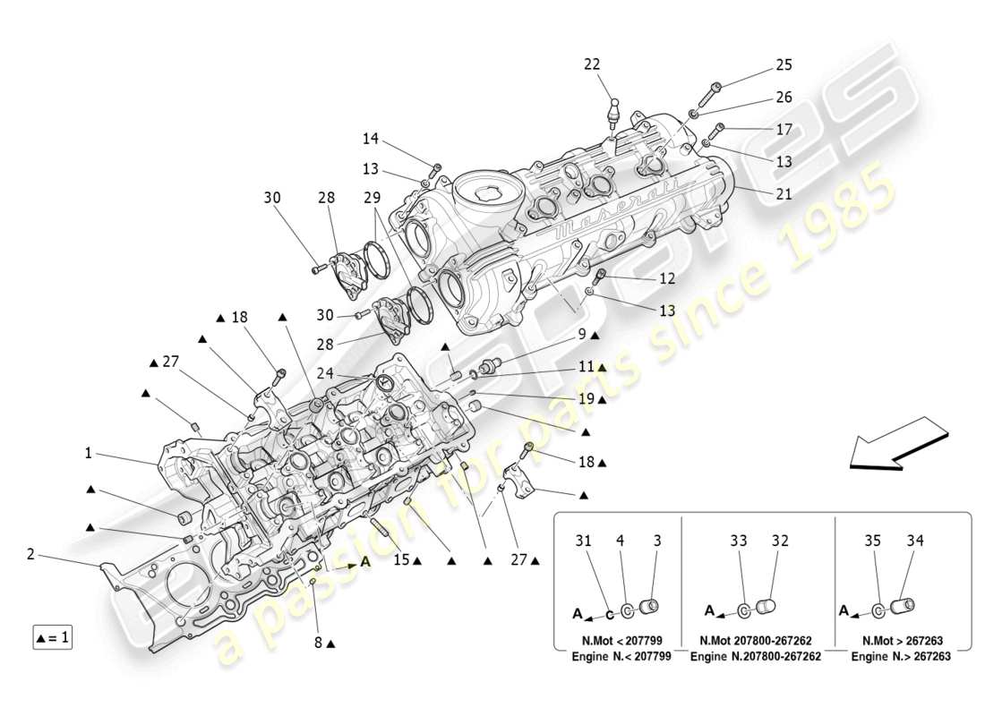 Maserati Ghibli (2014) LH cylinder head Parts Diagram