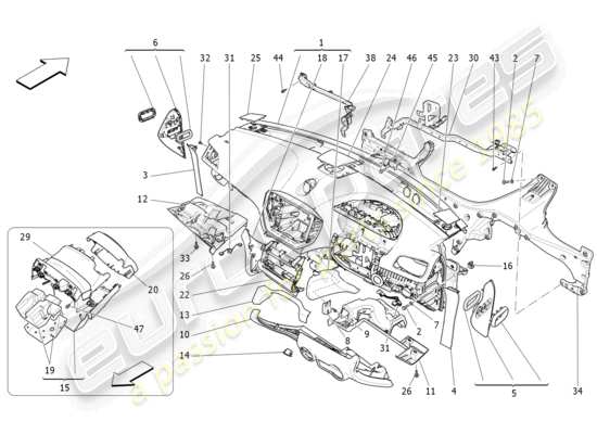 a part diagram from the Maserati Ghibli (2014) parts catalogue