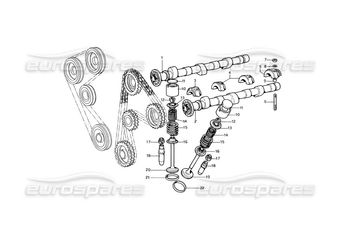 Ferrari 246 Dino (1975) timing Parts Diagram