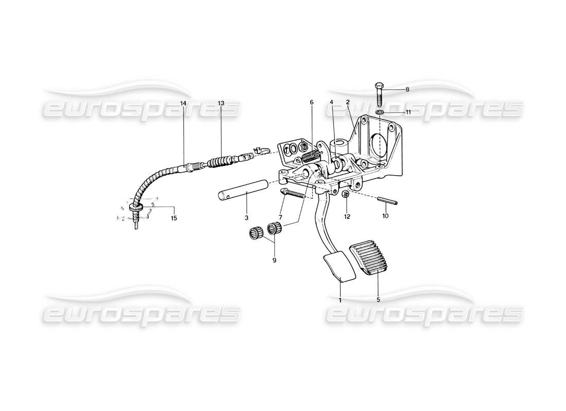 Ferrari 246 Dino (1975) Pedal Board - Clutch Control Part Diagram