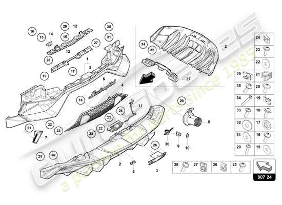 a part diagram from the Lamborghini Aventador Ultimae parts catalogue