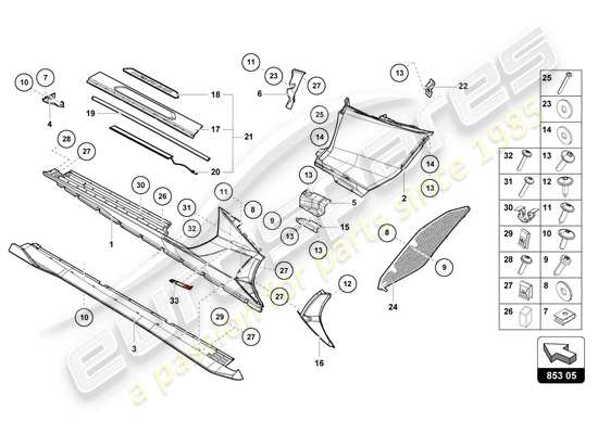 a part diagram from the Lamborghini Aventador Ultimae parts catalogue