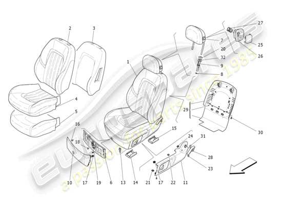 a part diagram from the Maserati Ghibli (2014-2016) parts catalogue