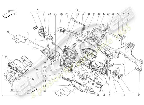 a part diagram from the Maserati Ghibli (2015) parts catalogue