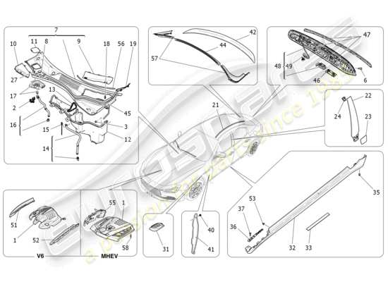 a part diagram from the Maserati Ghibli (2014-2016) parts catalogue