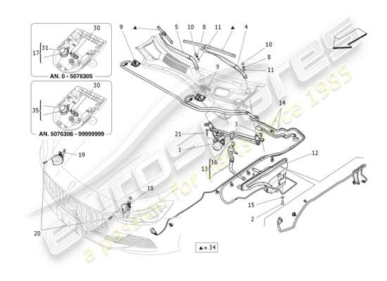 a part diagram from the Maserati Ghibli (2017 onwards) parts catalogue