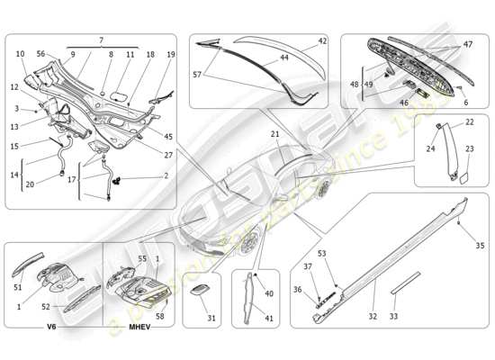 a part diagram from the Maserati Ghibli (2017 onwards) parts catalogue