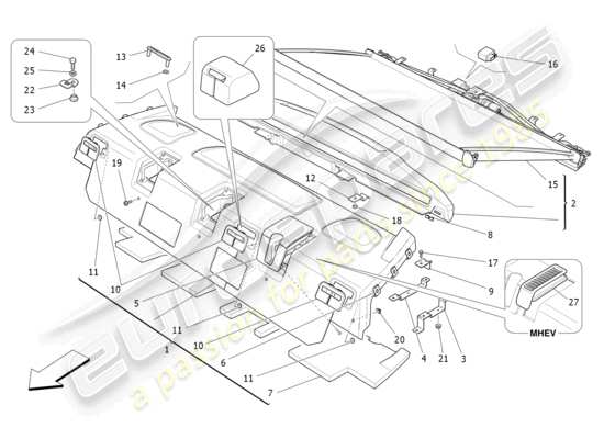 a part diagram from the Maserati Ghibli (2017 onwards) parts catalogue