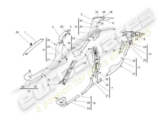 a part diagram from the Maserati Ghibli (2017 onwards) parts catalogue