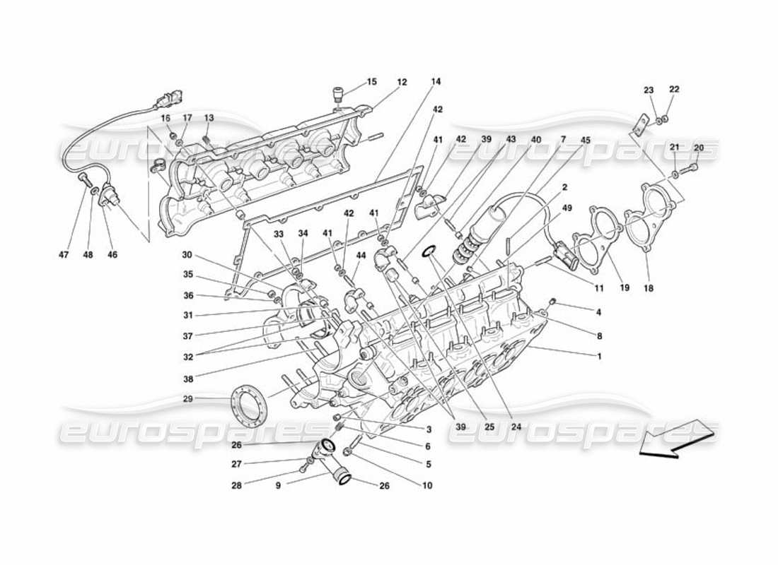 Ferrari 360 Challenge (2000) RH Cylinder Head Parts Diagram