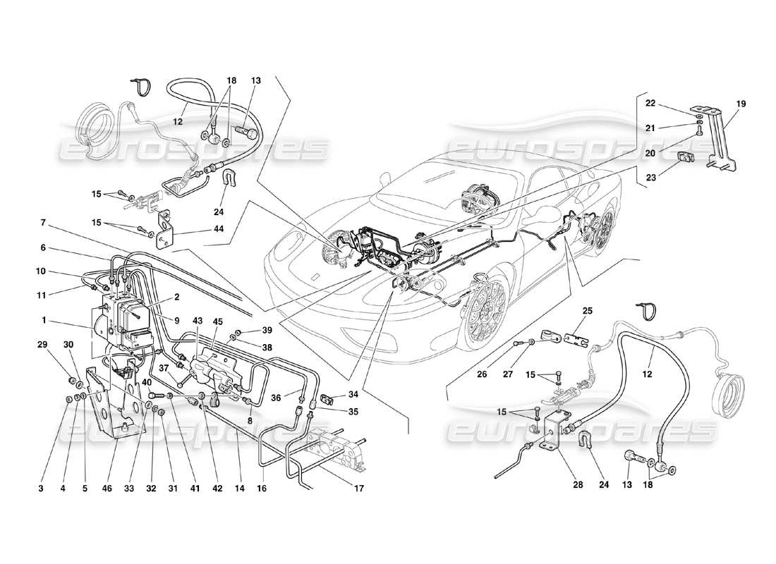 Ferrari 360 Challenge (2000) Brake System Parts Diagram