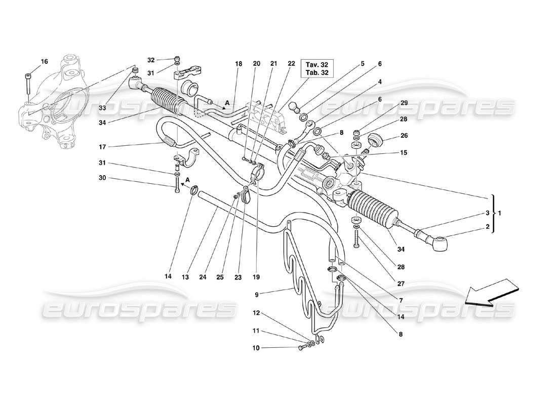 Ferrari 360 Challenge (2000) Hydraulic Steering Box and Serpentine Parts Diagram