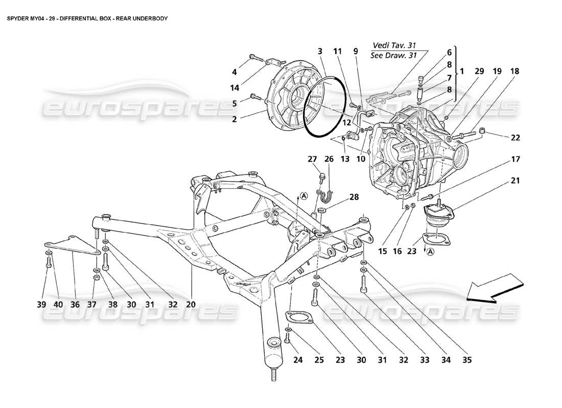 Maserati 4200 Spyder (2004) Differential Box Rear Underbody Parts Diagram