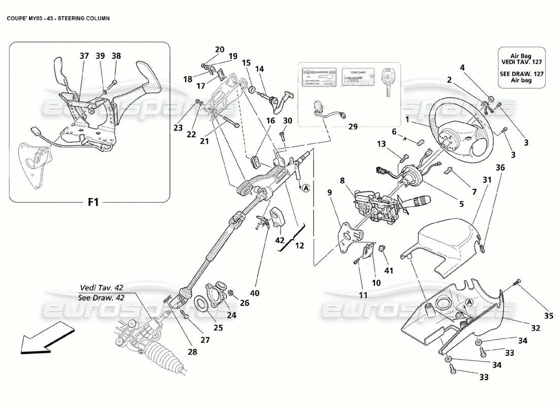 Maserati 4200 Spyder (2004) Steering Column Part Diagram