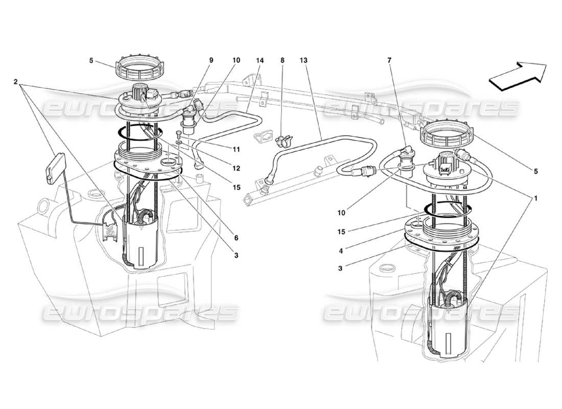 Ferrari 360 Challenge Stradale fuel pumps and pipes Parts Diagram