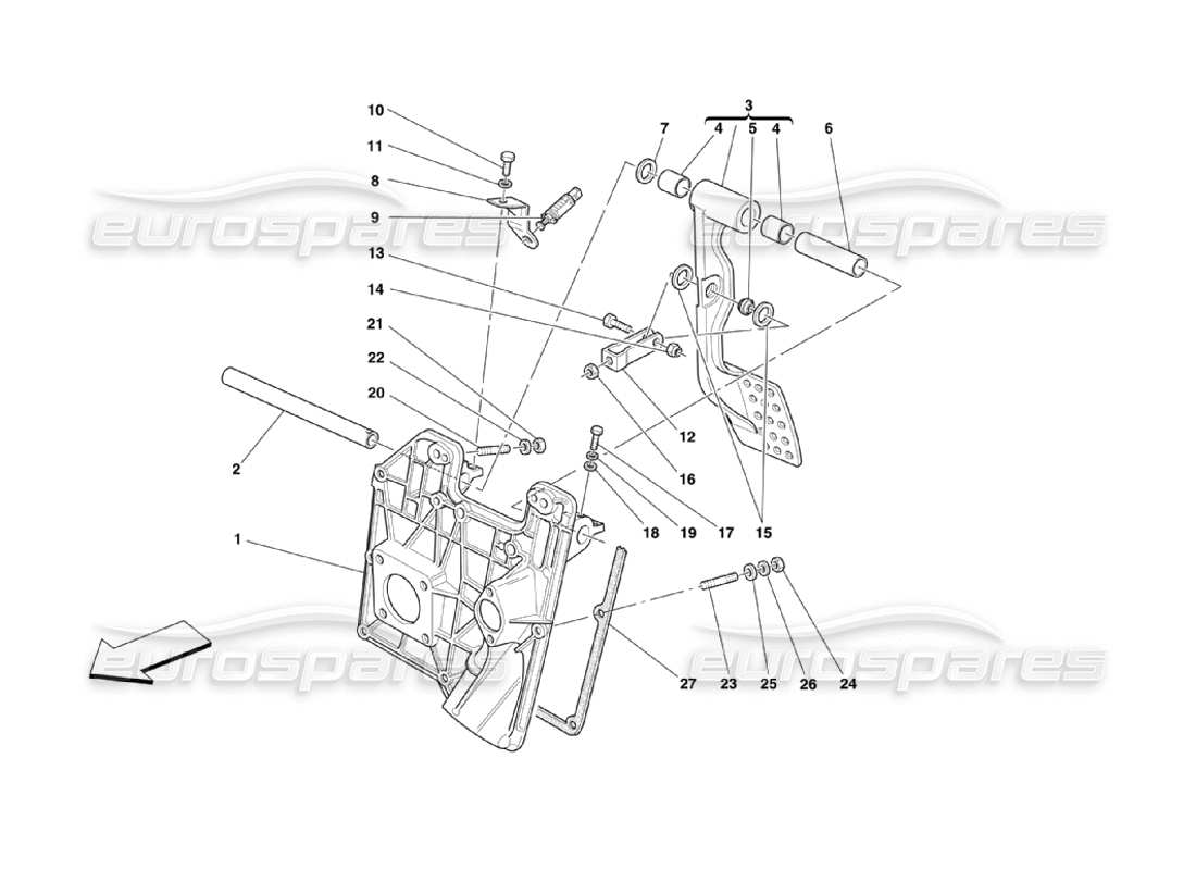 Ferrari 360 Challenge Stradale Pedals Parts Diagram