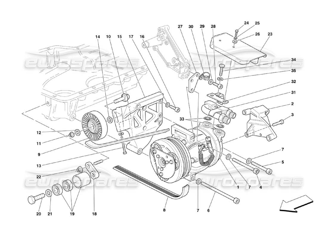 Ferrari 360 Challenge Stradale AIR CONDITIONING COMPRESSOR Parts Diagram