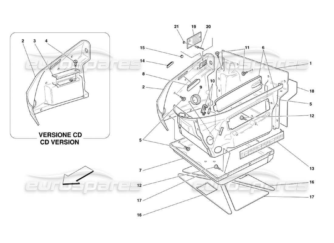 Ferrari 360 Challenge Stradale Front Compartment Trims Part Diagram