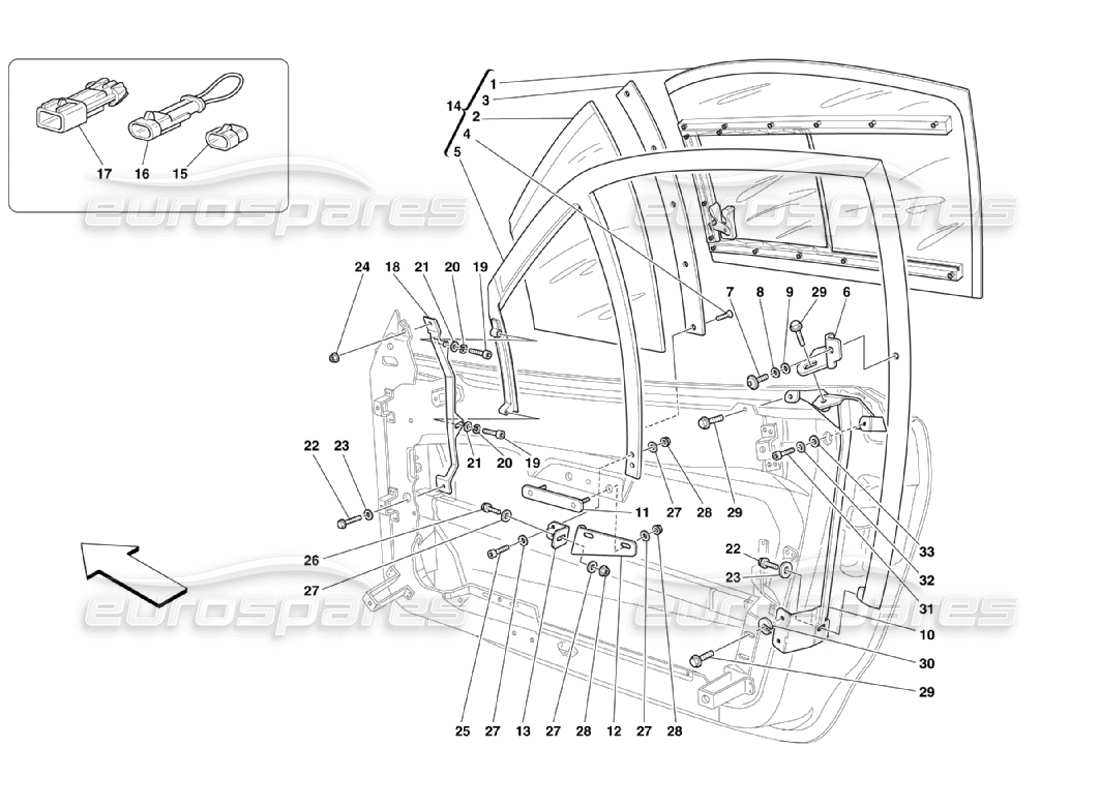 Ferrari 360 Challenge Stradale Fixing Glass Parts Diagram