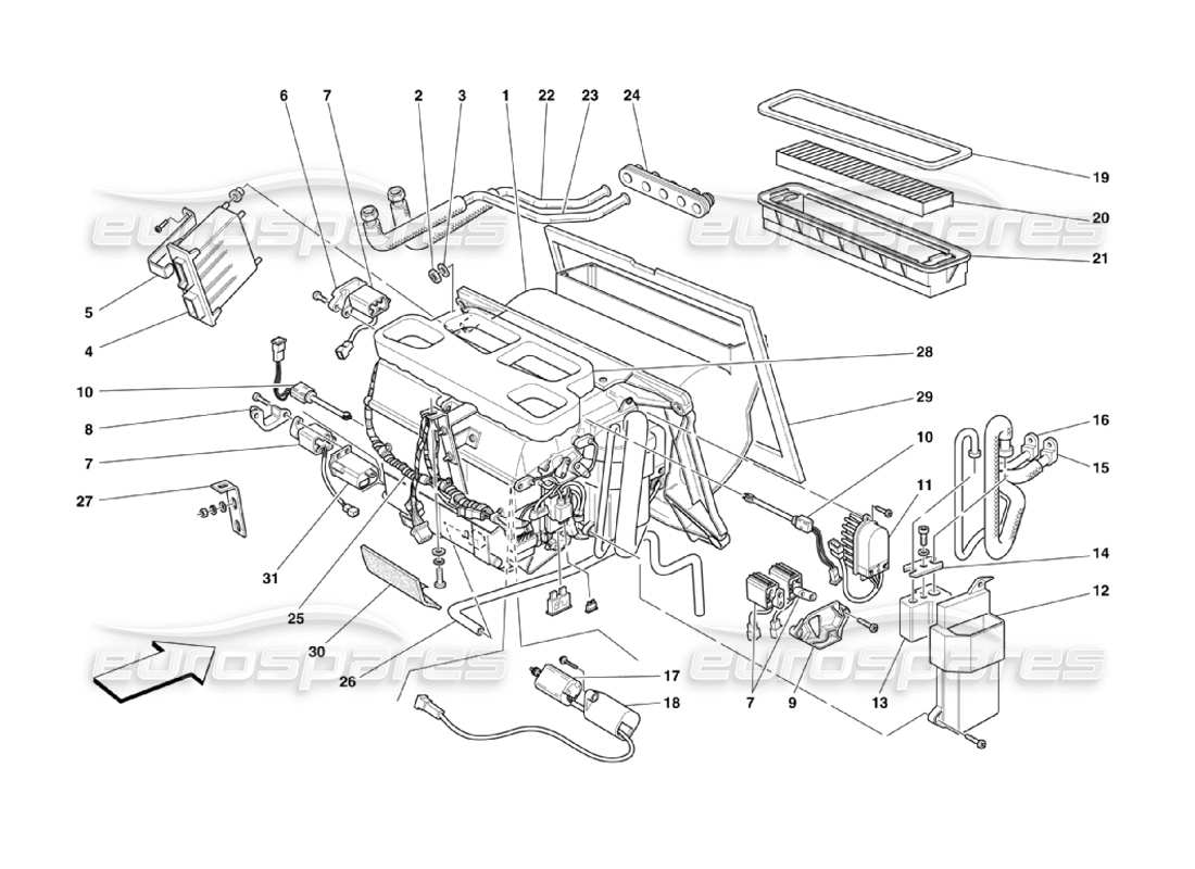 Ferrari 360 Challenge Stradale EVAPORATOR UNIT Part Diagram