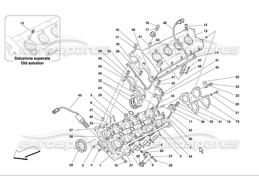 Ferrari 360 Modena LH Cylinder Head Parts Diagram