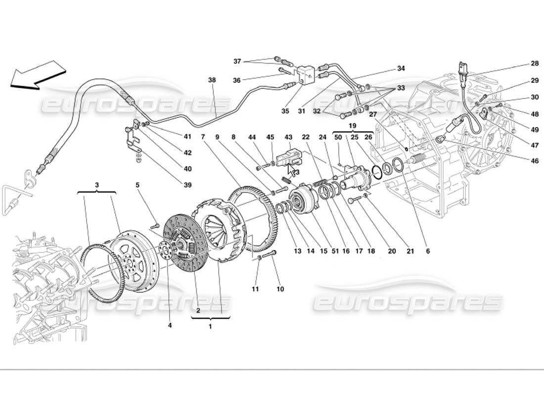 Ferrari 360 Modena Clutch and Controls Part Diagram