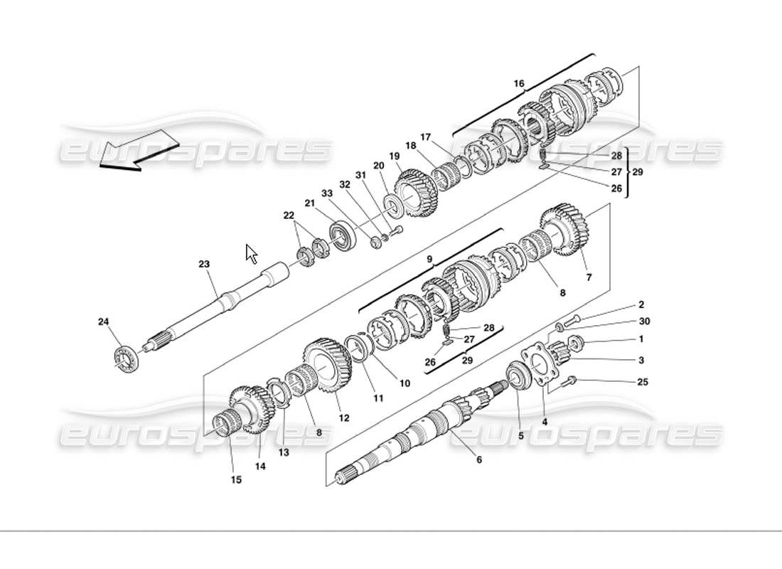 Ferrari 360 Modena Main Shaft Gears Parts Diagram