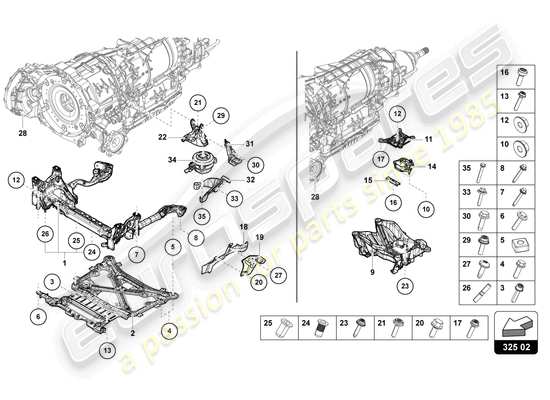 a part diagram from the Lamborghini Urus parts catalogue