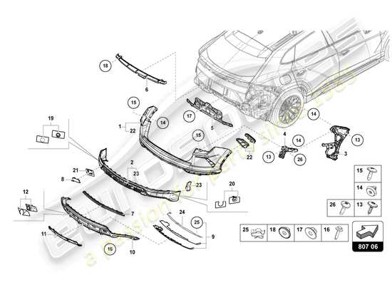 a part diagram from the Lamborghini Urus parts catalogue