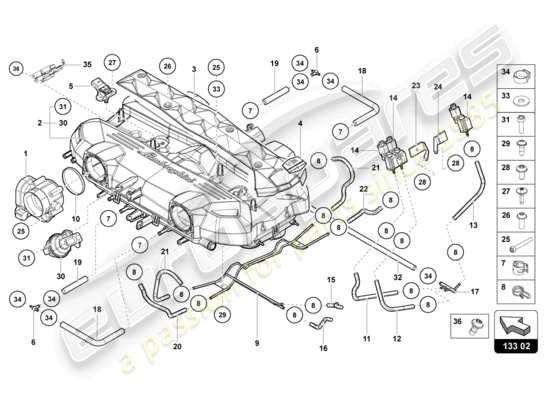 a part diagram from the Lamborghini Countach LPI 800-4 (2022) parts catalogue