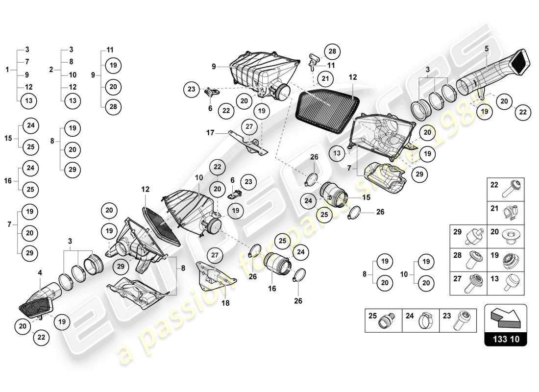 Lamborghini STO (2021) AIR FILTER HOUSING Part Diagram