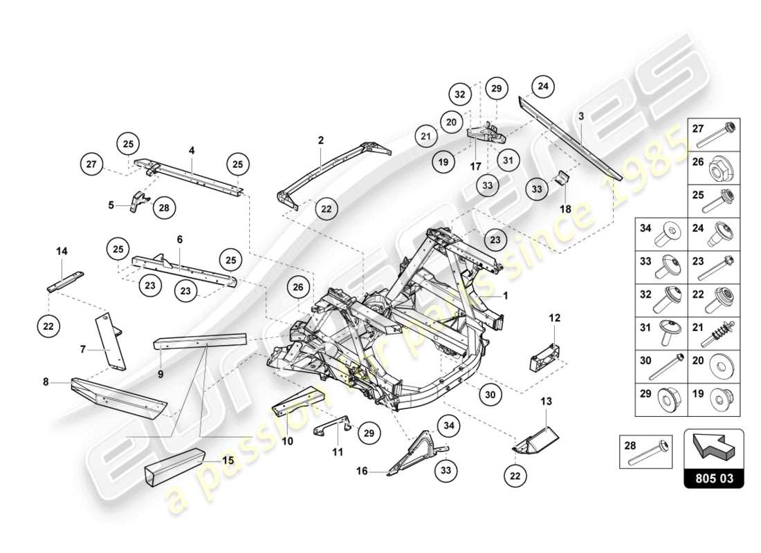 Lamborghini STO (2021) CHASSIS REAR, INNER Part Diagram
