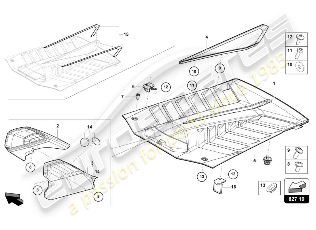 Lamborghini STO (2021) BONNET REAR Part Diagram