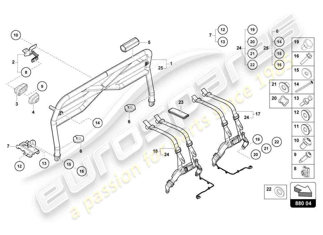 Lamborghini STO (2021) ROLL BAR Part Diagram