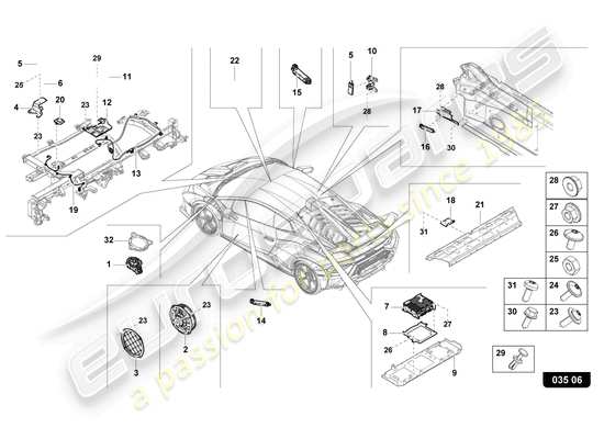 a part diagram from the Lamborghini Huracan STO parts catalogue