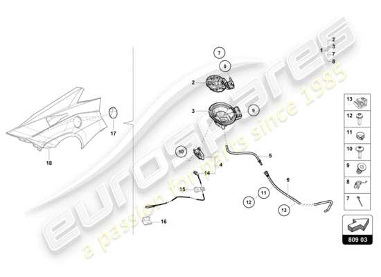 a part diagram from the Lamborghini Huracan STO parts catalogue