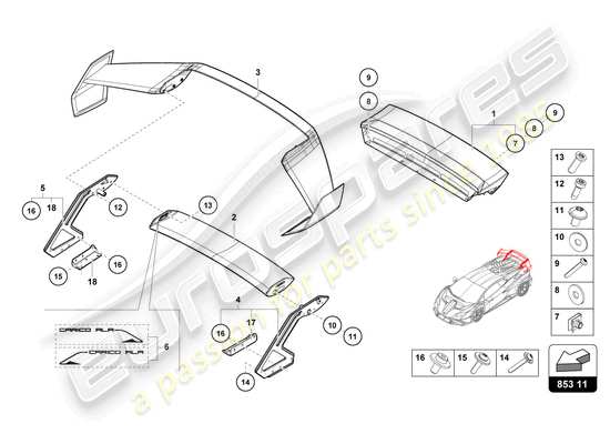 a part diagram from the Lamborghini Huracan STO parts catalogue