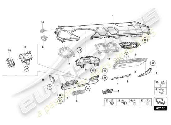 a part diagram from the Lamborghini Huracan STO parts catalogue