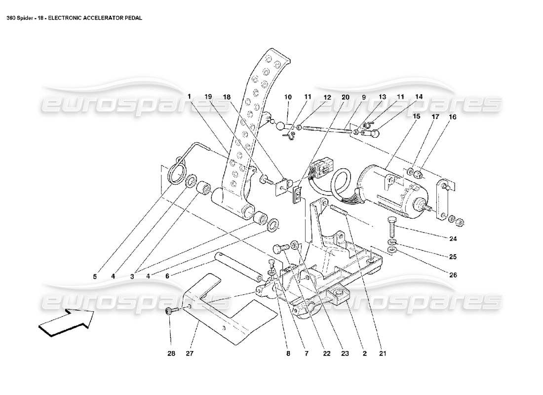 Ferrari 360 Spider Electronic Accelerator Pedal Part Diagram