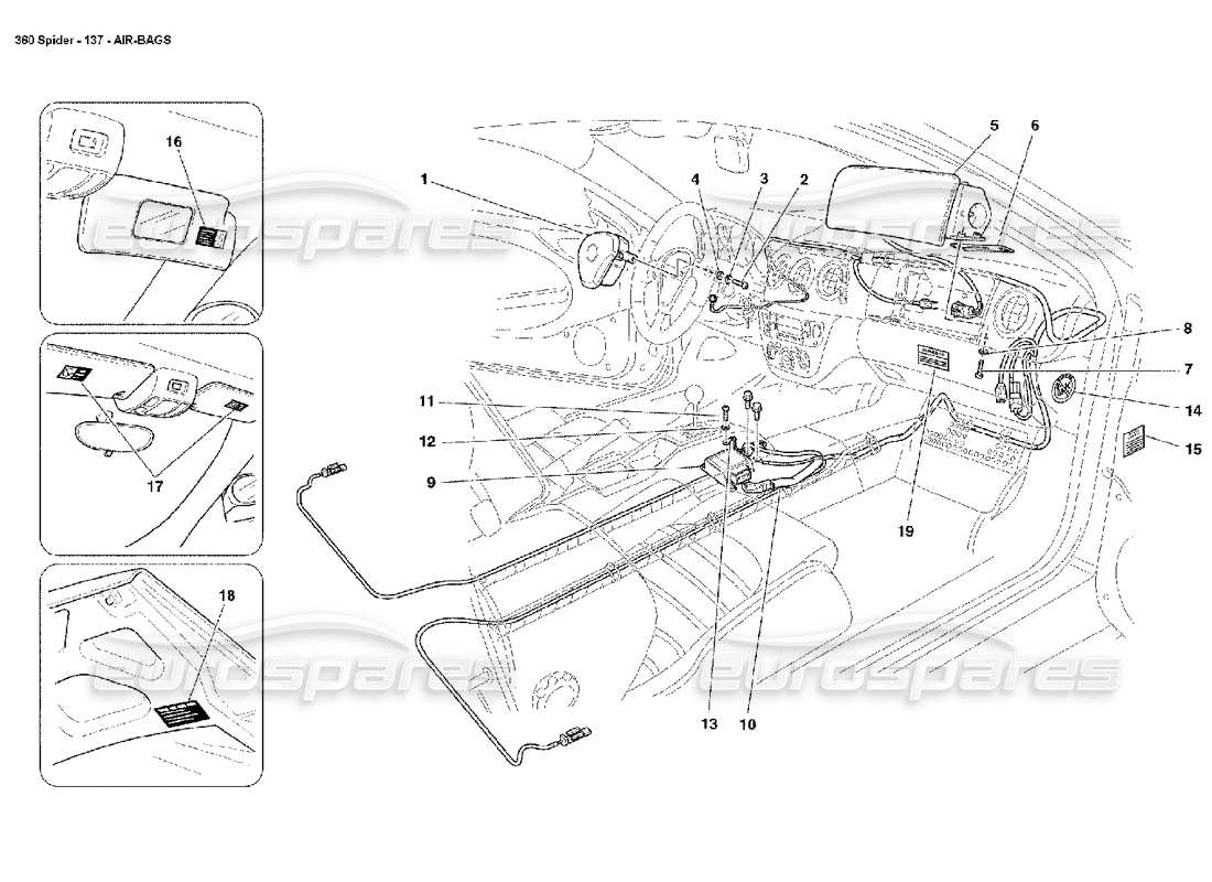 Ferrari 360 Spider Air-Bags Parts Diagram