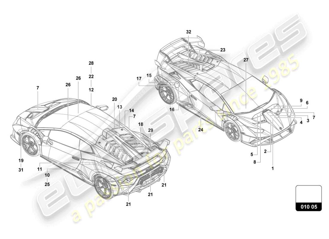 Lamborghini STO (2022) inscriptions/lettering Part Diagram
