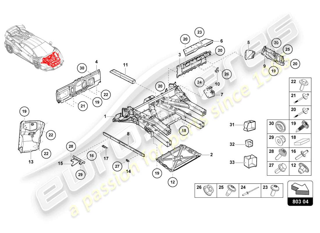 Lamborghini STO (2022) FRONT FRAME Part Diagram