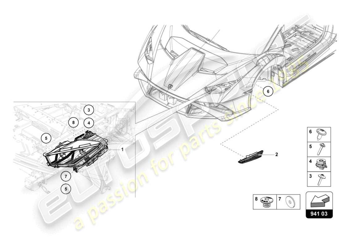 Lamborghini STO (2022) LED HEADLIGHT FRONT Part Diagram