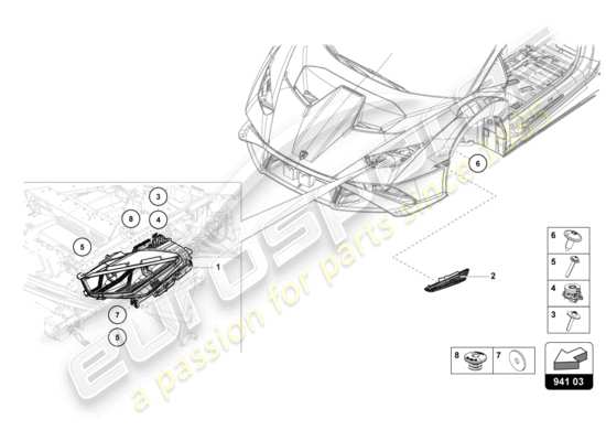 a part diagram from the Lamborghini Huracan STO parts catalogue