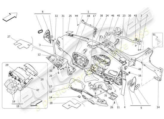 a part diagram from the Maserati Ghibli (2017 onwards) parts catalogue